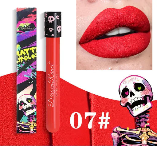 Halloween creative makeup lip gloss in skull test tube with waterproof matte finish