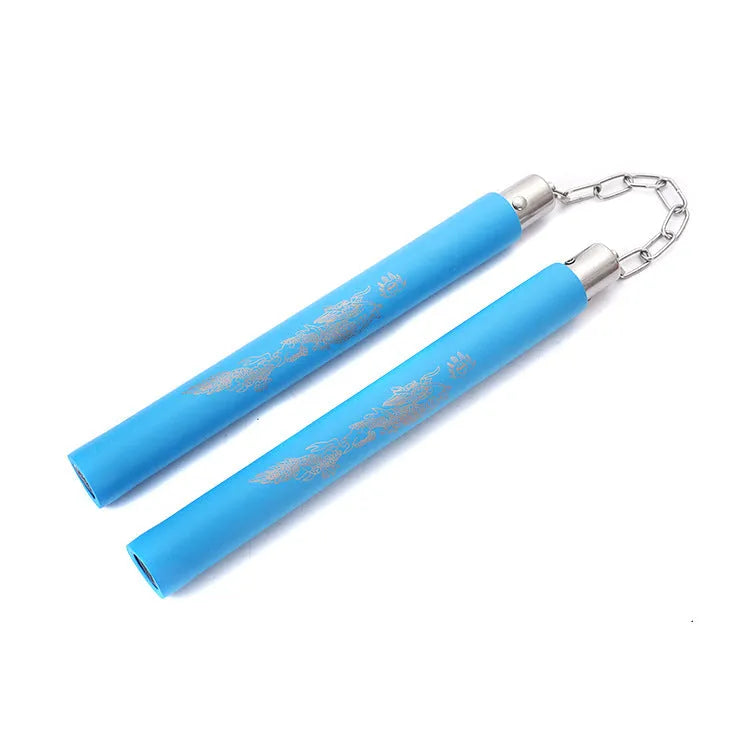 Sponge nunchaku for children beginners practice in black EVA foam double jointed stick