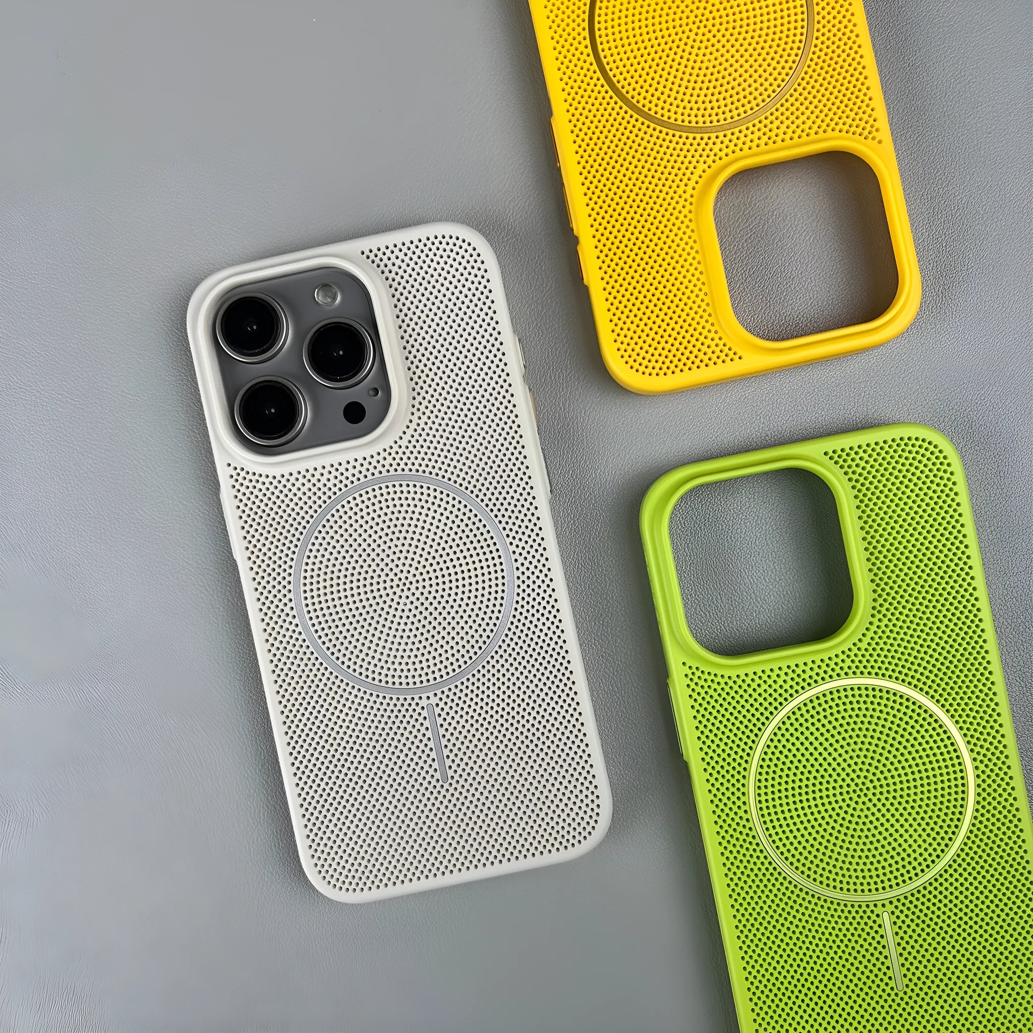 Frosted hard magnetic phone case with thin ring design on back for iPhone, shown in blue colour.