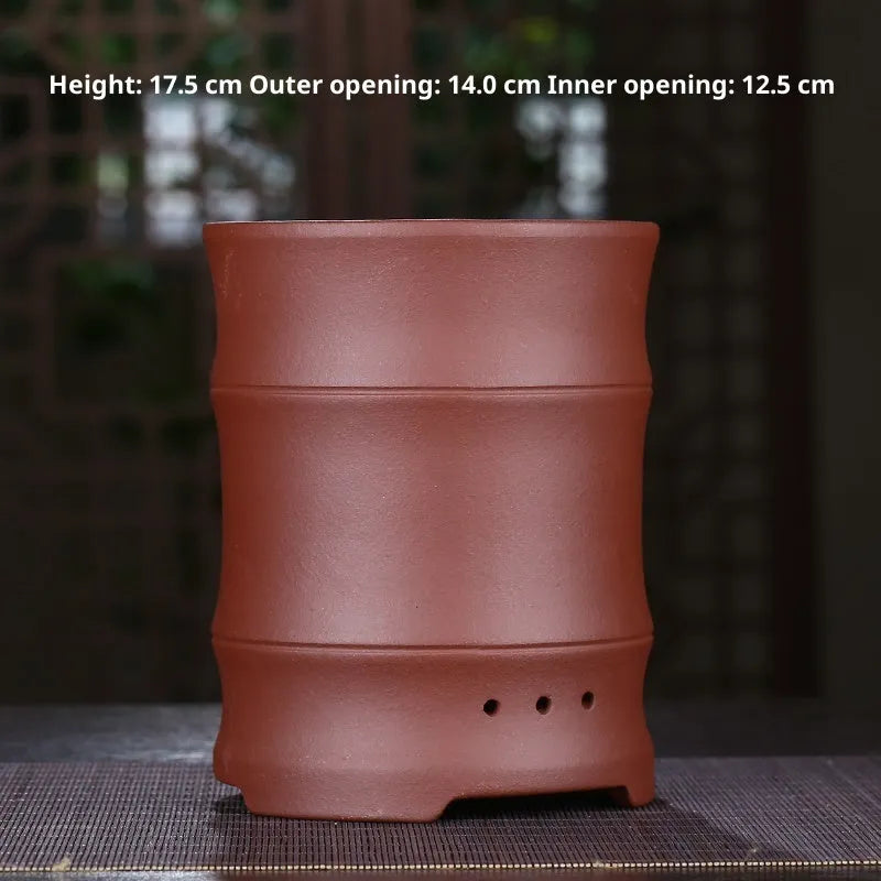 Purple sand ceramic flower pot with tray, classical style, compact 28mm size for small orchids