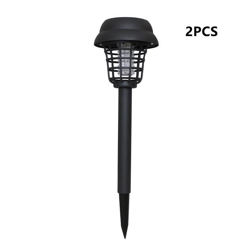 Solar mosquito killer lamp with white and purple LED lights for outdoor insect control