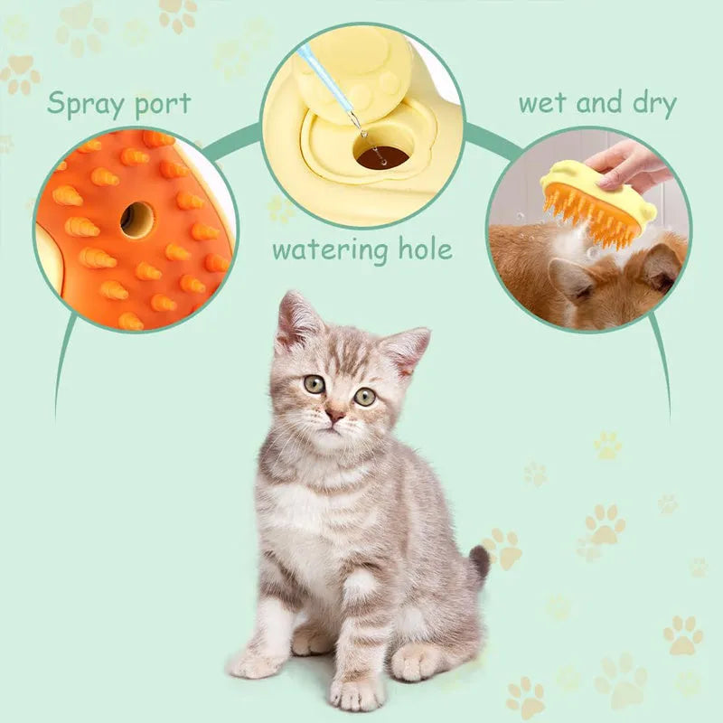 Cat Steamy Brush 3-in-1 steam spray comb for removing tangled and loose hair from cats and dogs, 11.5cm size