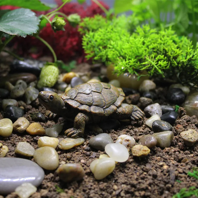 Green simulation turtle resin garden ornament for miniature landscapes