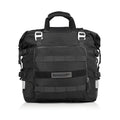 Black 20L quick release motorcycle side bag mounted on a bike.