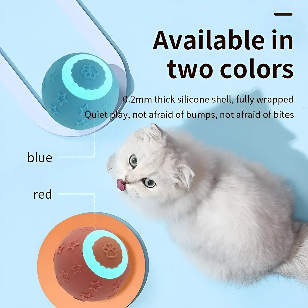 Smart ball cat toy 2 modes rechargeable interactive rolling ball for cats and small dogs blue colour