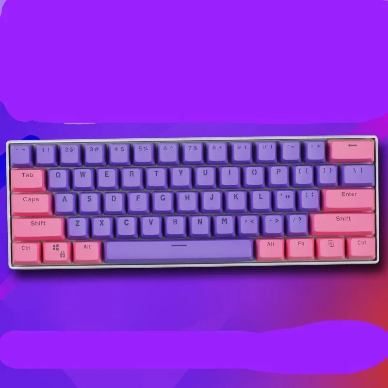 PBT transparent keycap set with OEM height profile and two-shot injection light-transmitting characters for 60% mechanical keyboards