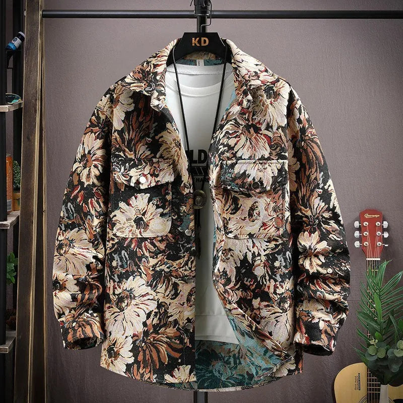 Personality casual lapel shirt coat, long sleeve straight hem, available in multiple colours for spring autumn