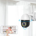 White plastic dome wireless outdoor security camera with 1080p HD resolution and infrared night vision LEDs