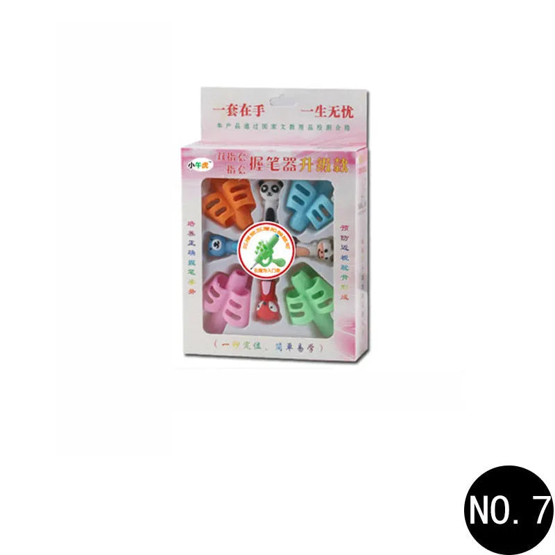 Children's soft rubber pen holder for posture correction with cartoon animal design options