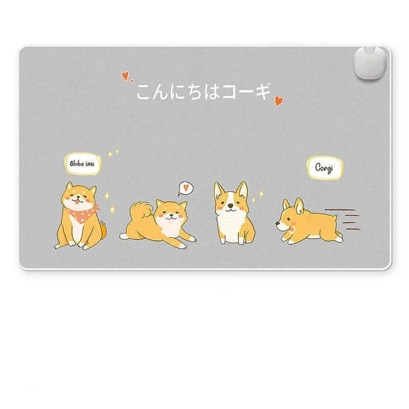 Intelligent electric heated mat on desktop with touch switch and three-colour indicator lights