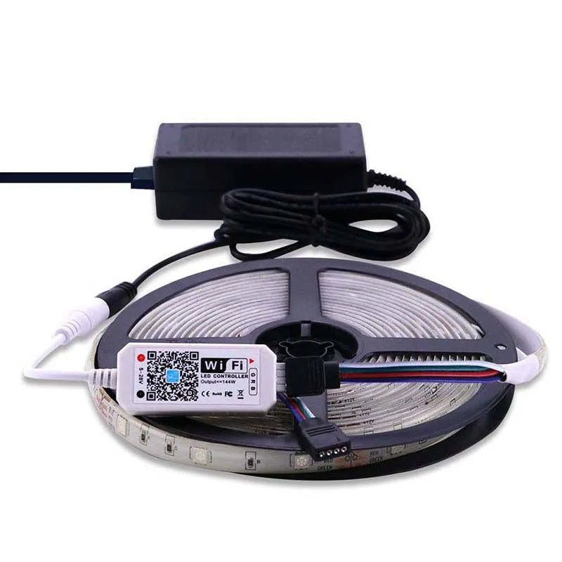 White WiFi LED light controller with dimensions 53x24x11mm for RGB strip lights