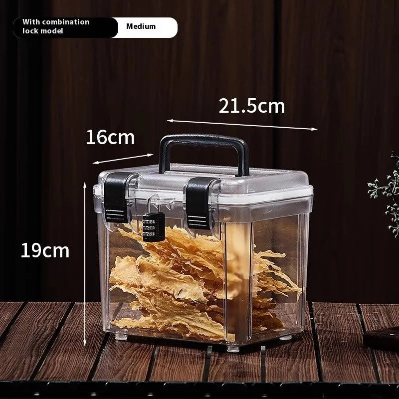 Transparent lockable ABS plastic storage box for fish maw cordyceps medicine sealed container 11L
