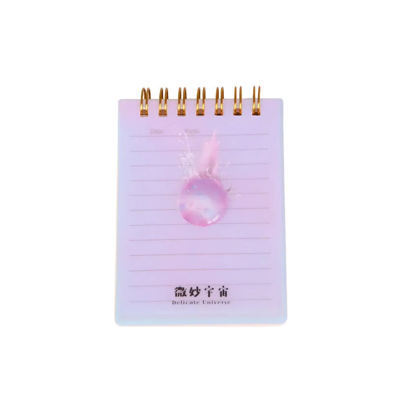 Set of 4 rollover coil A7 notebooks with PP covers in assorted colours: cherry blossoms, constellation, ocean, universe