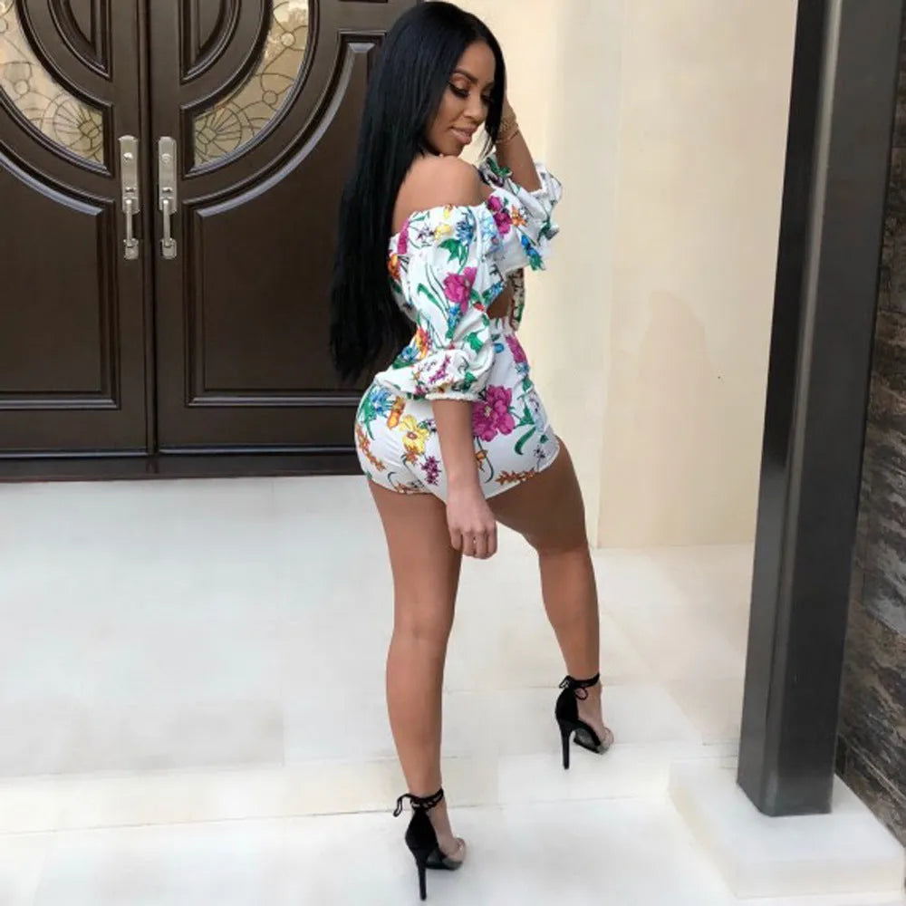 Multicolour digital print two-piece set with pile sleeves short top and matching shorts