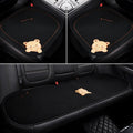 Car cushion winter plush three-piece set with square cushion and lumbar support pillow in trendy bear design