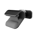 Universal gravity car phone holder with 360-degree rotation, black ABS plastic, mounted on dashboard with phone in portrait mode