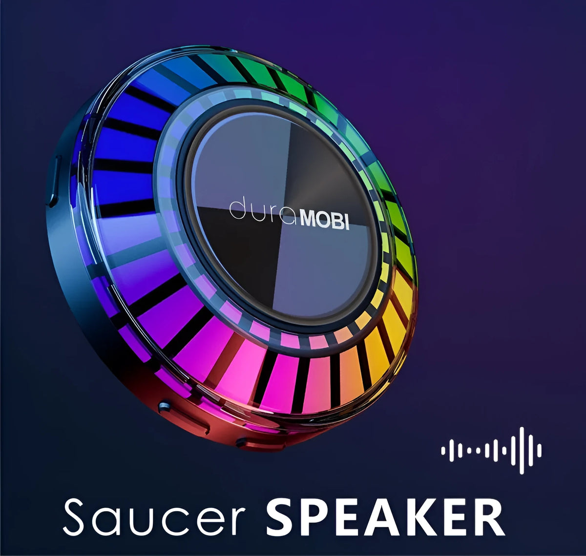 Black portable Bluetooth subwoofer with 72-colour breathing lighting effect for car desktop home use