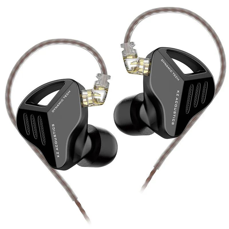 KZ ZAX black and silver blue in-ear headphones with 3.5mm L-bend plug and 1.25m cable