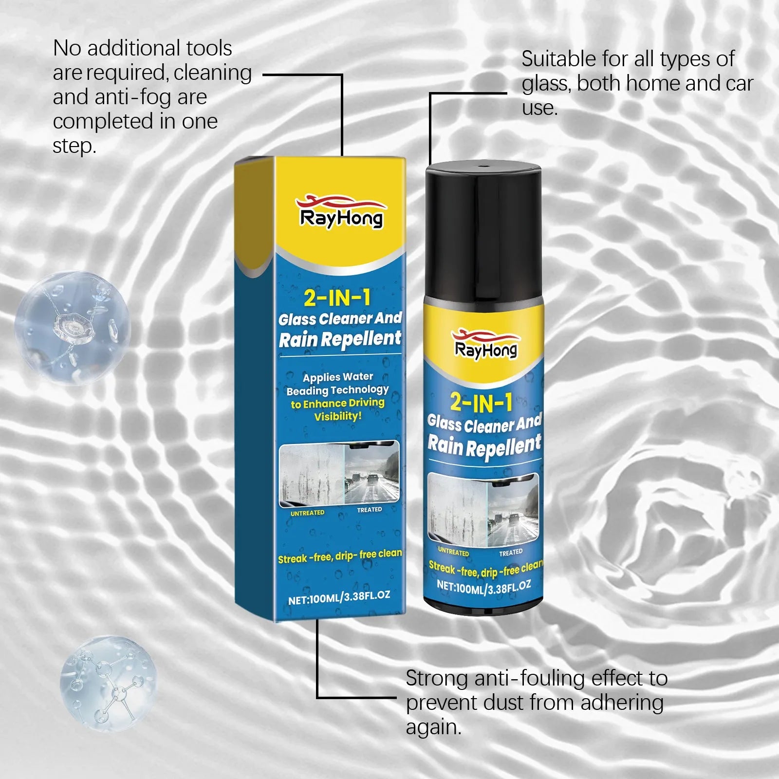 100ml car glass cleaning anti-fog two-in-one spray bottle