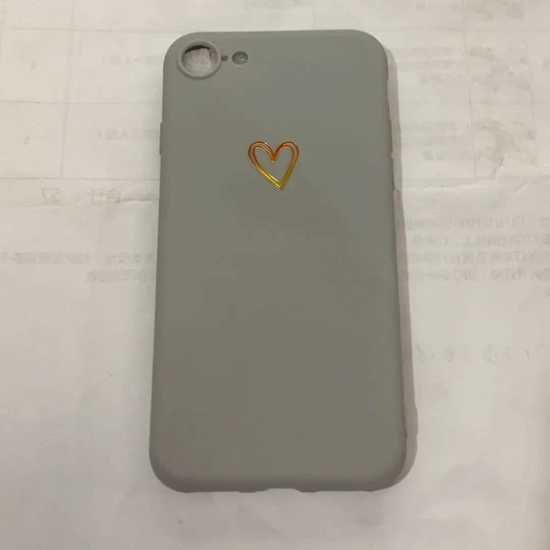 Simple hand-painted love design matte TPU iPhone case in cold wind colour with lanyard holes