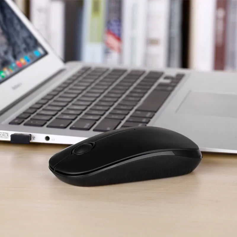 2.4G wireless mouse black with USB receiver, compact 120x66x36mm design
