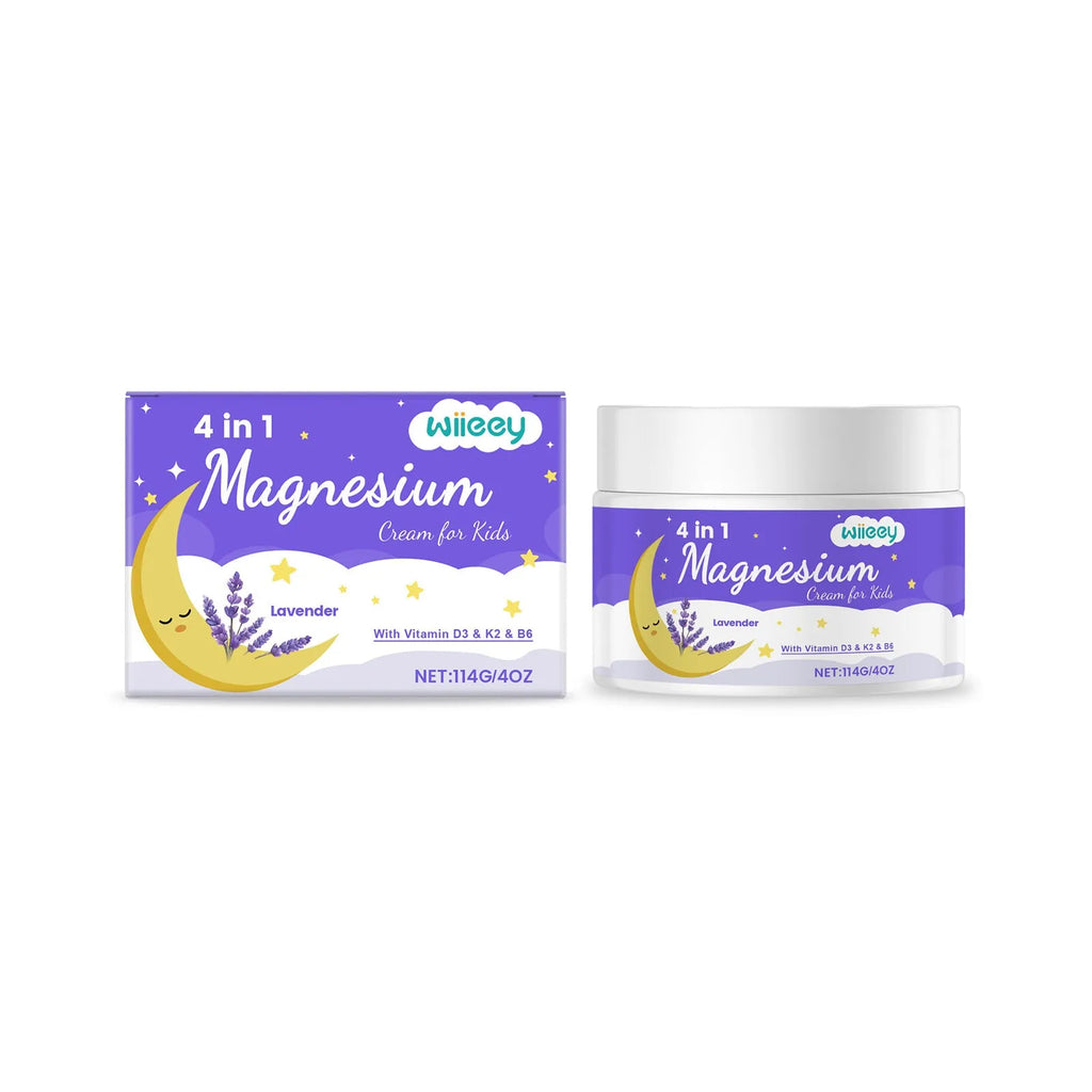 114g jar of children's 4-in-1 magnesium cream with vitamins D3, K2, B6