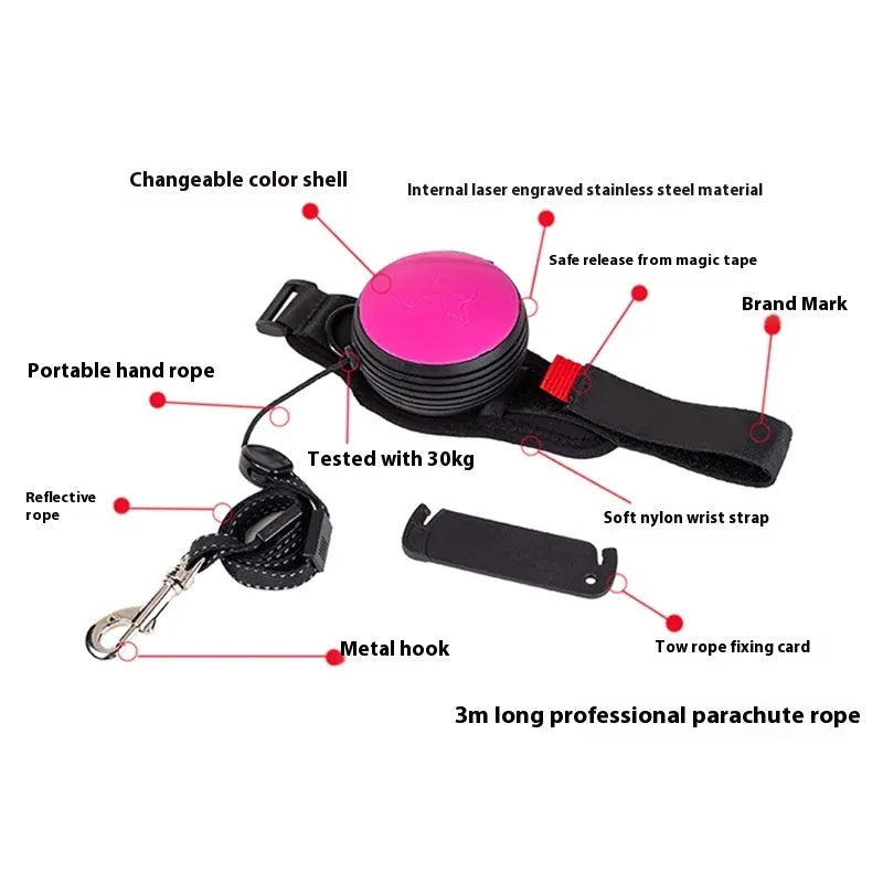 Retractable dog leash extended to 3 metres with explosion-proof mechanism in vibrant orange colour