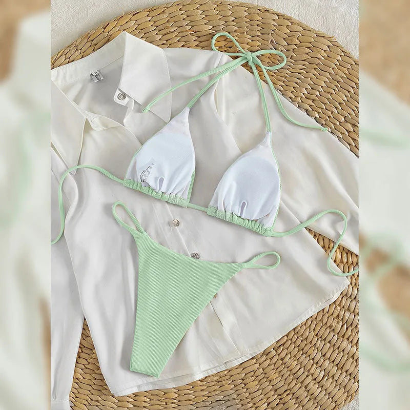 Women's lace up bikini swimsuit with adjustable ties in multiple colours