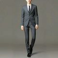 Men's slim fit suit in black with flat collar and half linen lining for autumn and winter sports