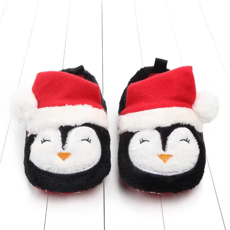 Christmas toddler shoes in Santa Claus colour – low top coral fleece with non-slip sole