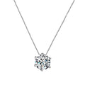 Simple geometric silver copper pendant necklace for women on white background, adjustable chain 21-50cm