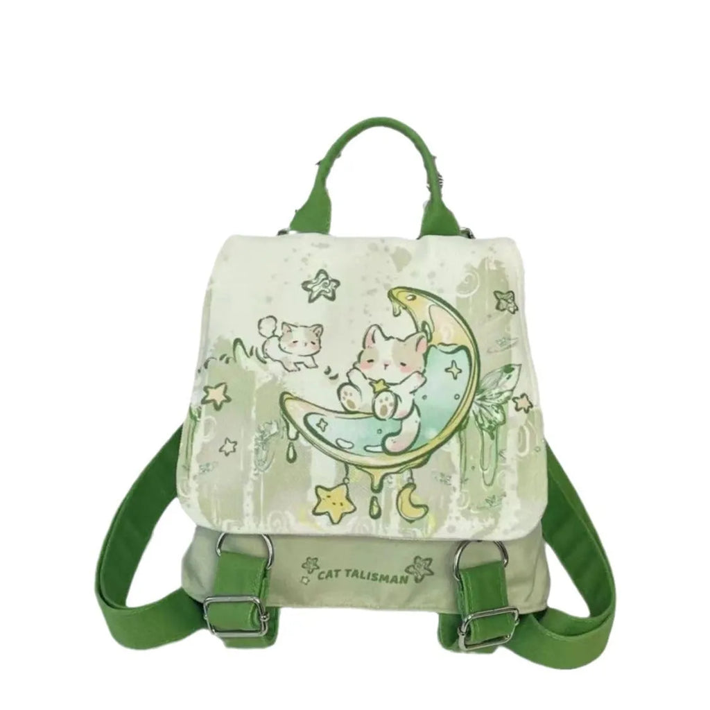 Mint Mambo green cute backpack with spliced design sandwich pockets, 23x10x25 cm polyester daypack