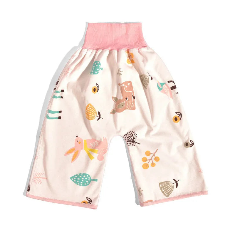 Blue car print training pants with wide elastic waistband for babies 0-5 years