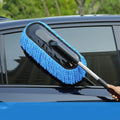 Adjustable car wash mop with nanowire head in gray and blue, extendable from 75cm to 85cm