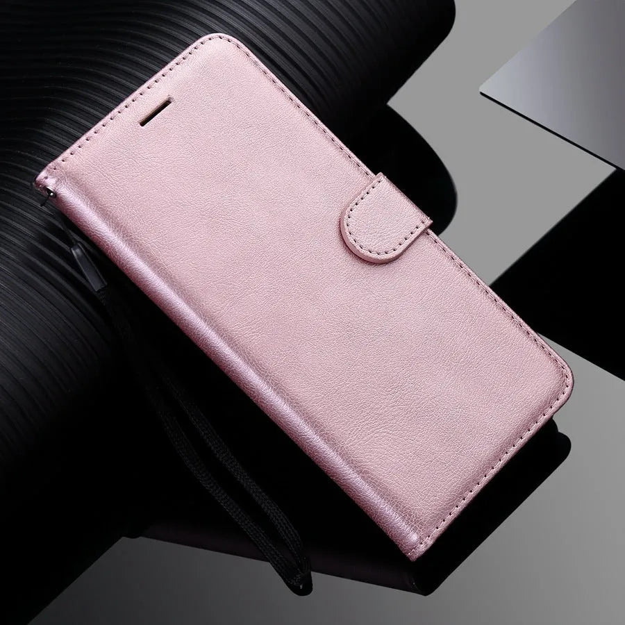 Leather style flip wallet phone case with card slot and kickstand for iPhone