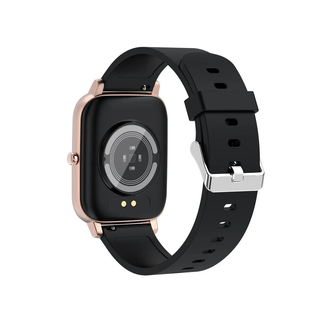 H80 smart watch with coloured silicone strap showing health metrics on 1.69-inch touchscreen.