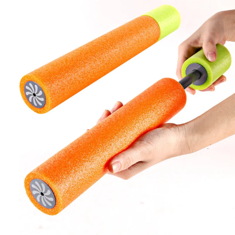 Orange EVA foam handle water gun for children's outdoor summer games.