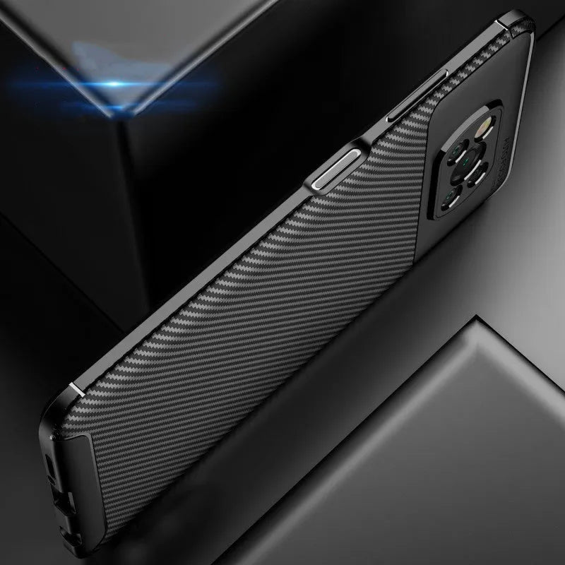 Carbon fiber TPU protective sleeve for Redmi Note 9, 1.5mm thick, black colour, all-inclusive design