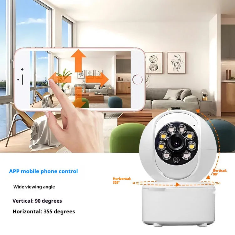 1080p panorama security camera with ceiling mount and infrared LEDs for night vision
