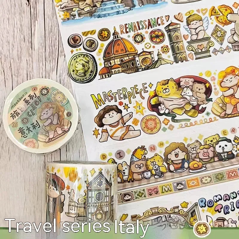 Haemorrhoid tape packaging cartoon cute character stickers on Japanese paper