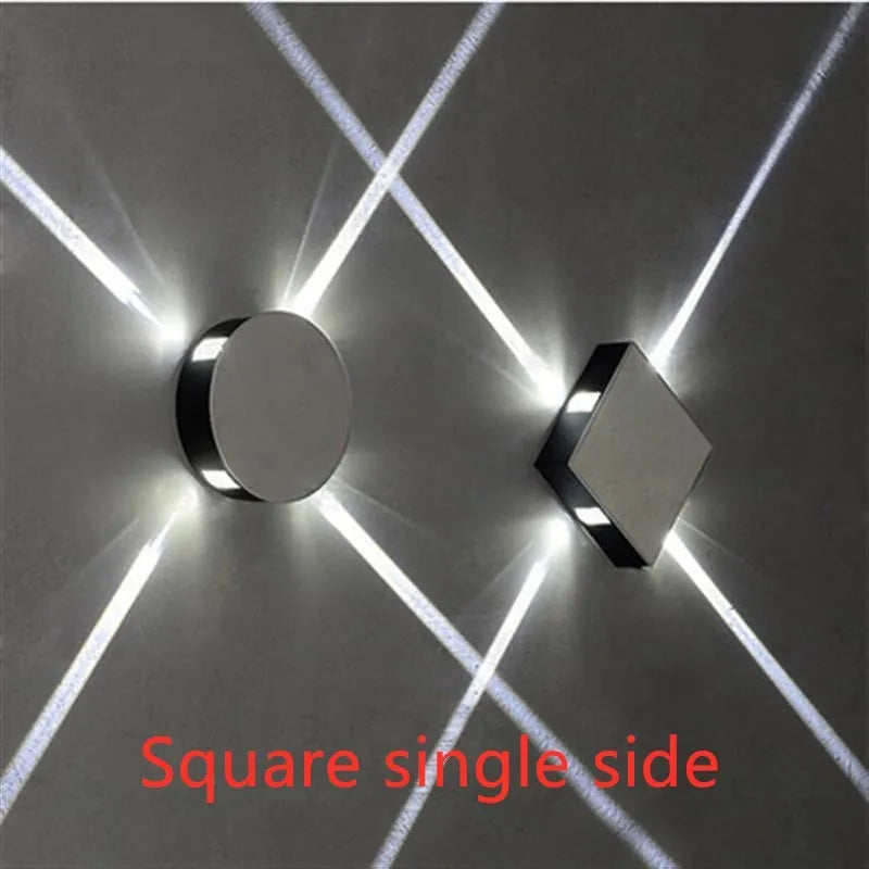 Square and round modern LED wall light with aluminium body and iron lampshade