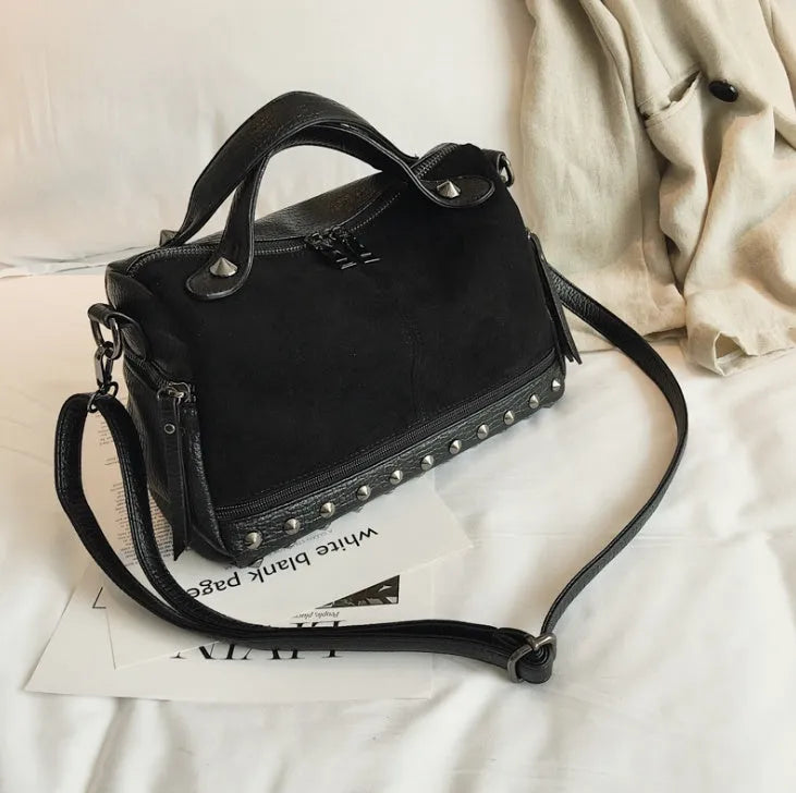 Soft PU women's casual shoulder tote bag in black, brown, or grey with smooth zipper closure