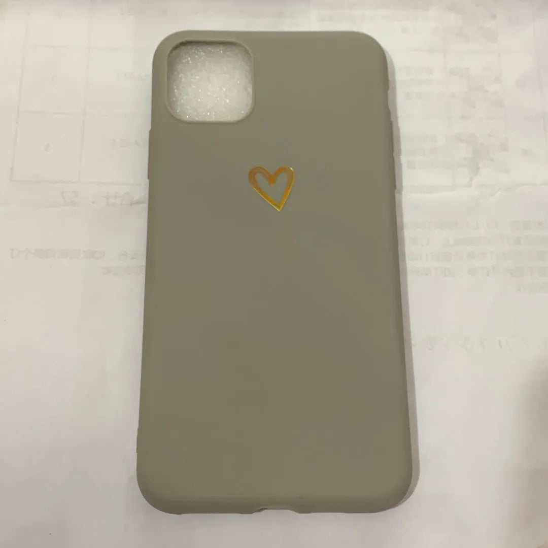 Simple hand-painted love design matte TPU iPhone case in cold wind colour with lanyard holes