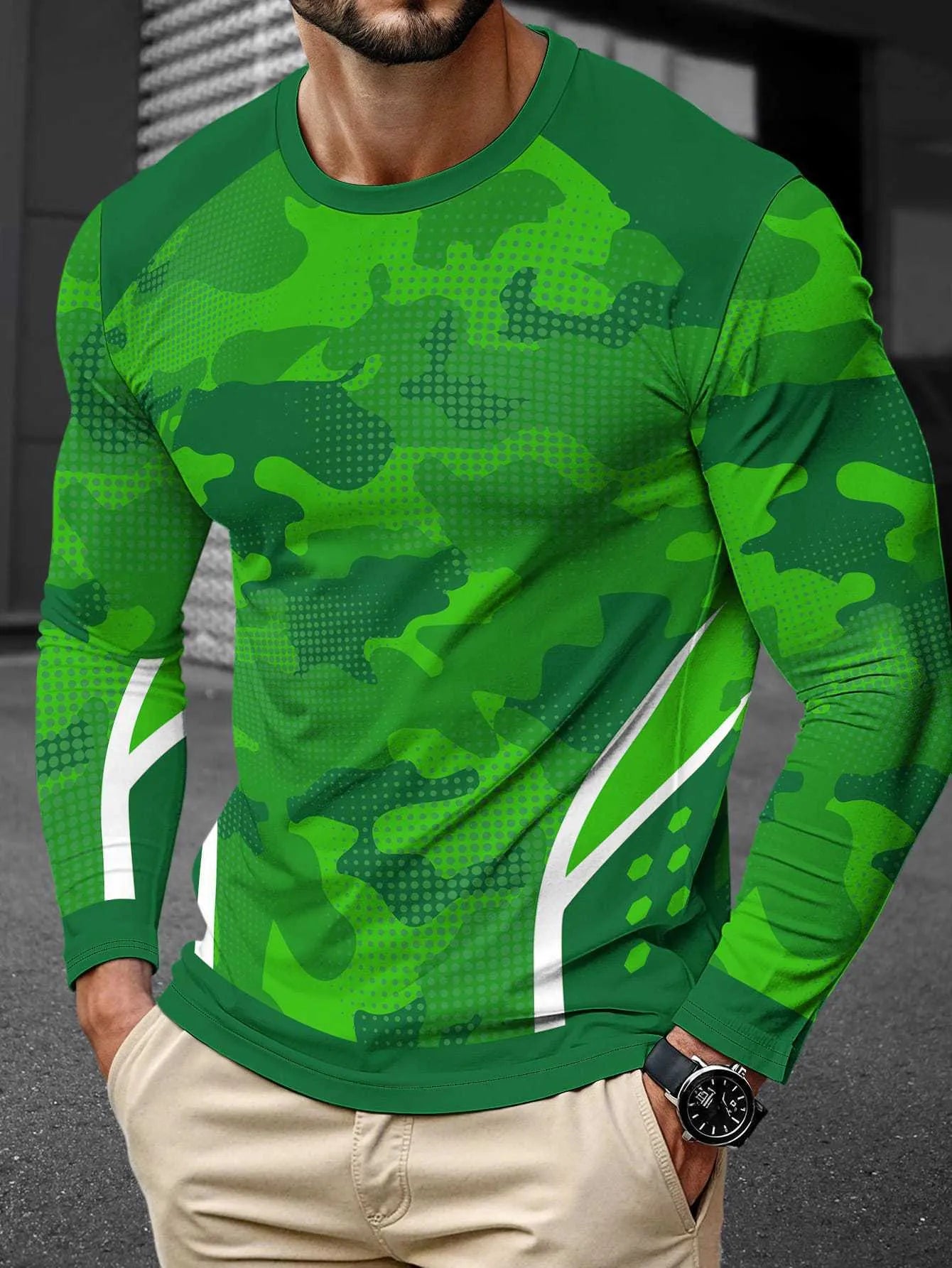Men's long sleeve round neck milk silk pullover jumper on a hanger, multiple colour options available.