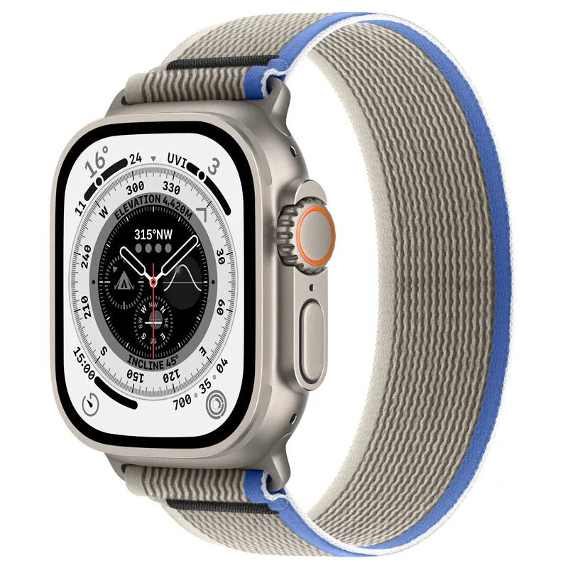 Wild diameter single ring integrated loop nylon strap for Apple Watch in multiple colours.