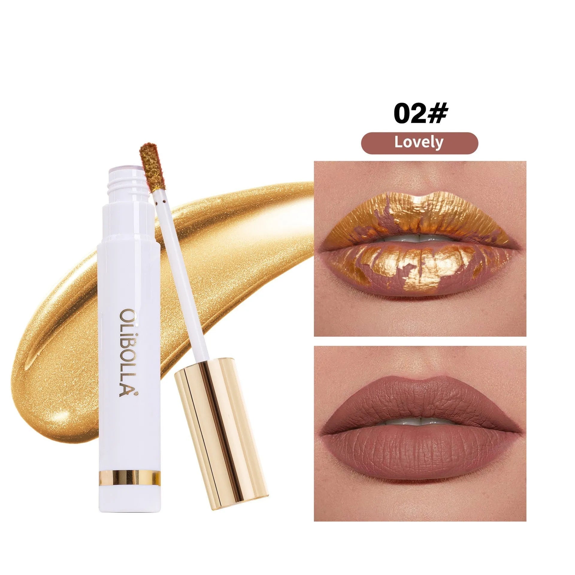 24k gold waterproof lip balm with tear-and-pull applicator in four shades 01Adore 02Lovely 03Hayley 04Whimsical