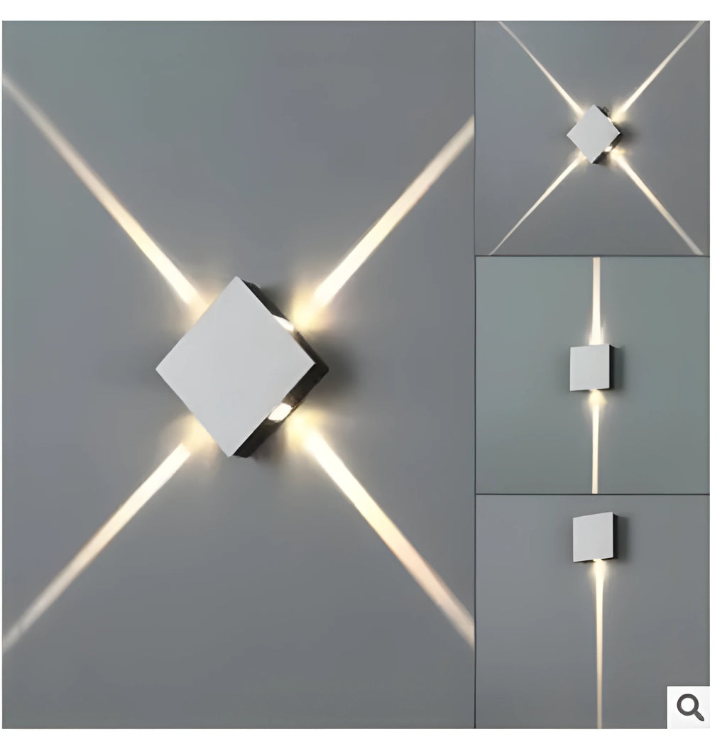 Square and round modern LED wall light with aluminium body and iron lampshade