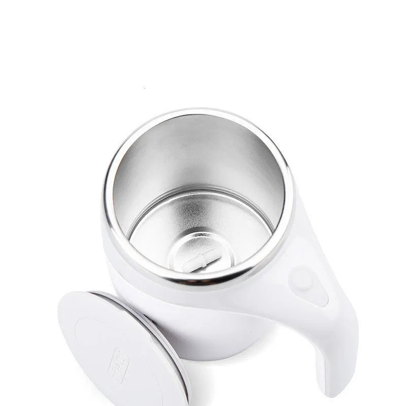 Rechargeable automatic stirring cup with magnetic stirrer, white or brown, 304 stainless steel inner, 301-400ml capacity