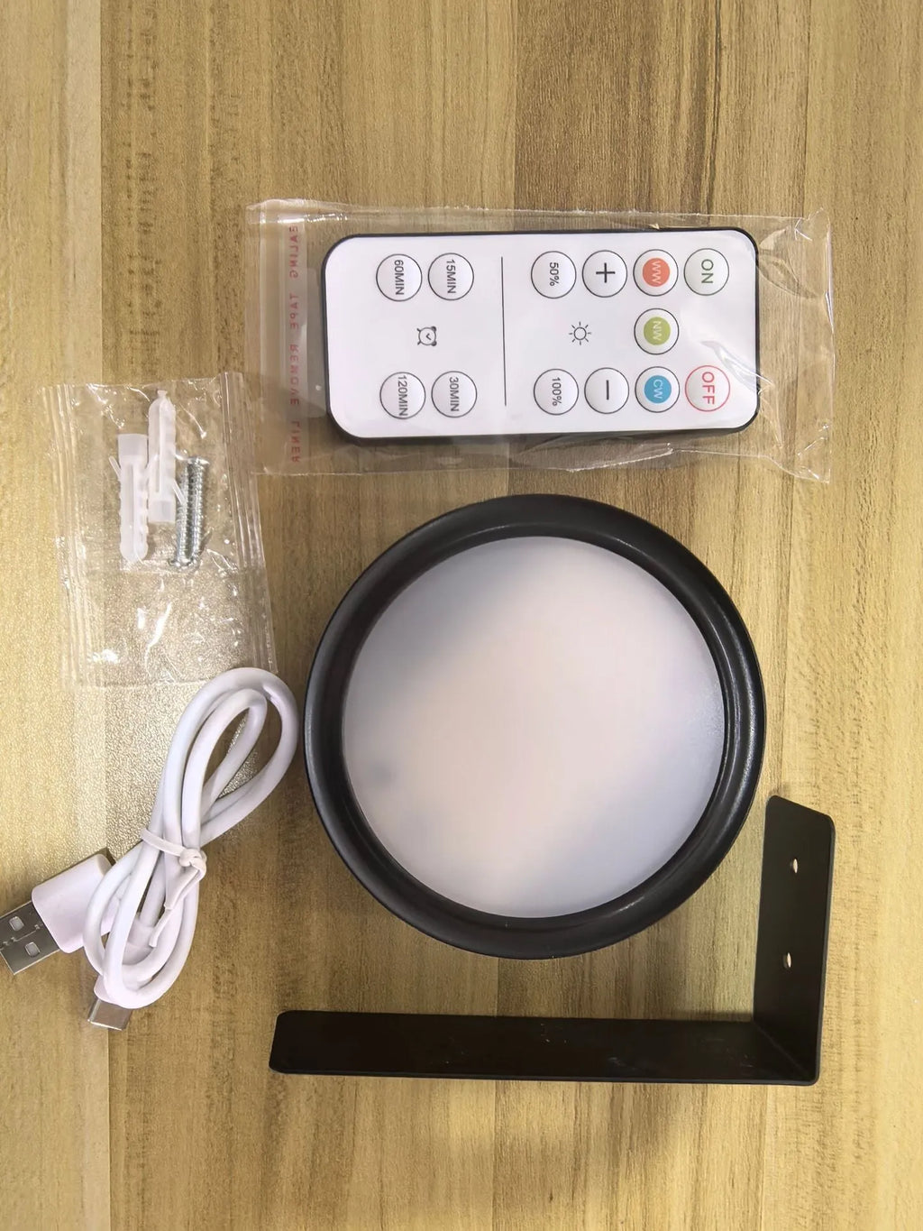 Wireless magnetic LED painting lamp with remote control in black, white or gold, showing multiple light configurations and RGB colour options