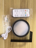 Wireless magnetic LED painting lamp with remote control in black, white or gold, showing multiple light configurations and RGB colour options